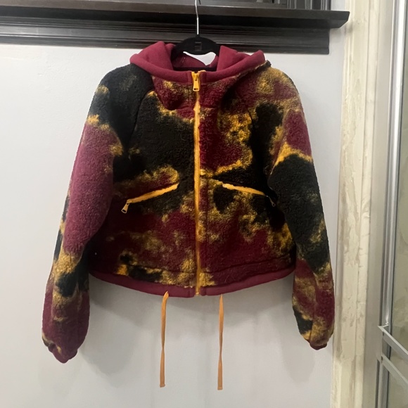 NORDSTROM BP. WOMEN’S CROPPED HOODIE JACKET, SIZE SMALL, MULTICOLOR/BURGUNDY - Picture 4 of 11